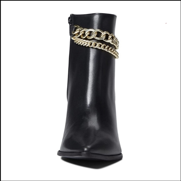 Steve Madden Perlina Black Leather Chain Booties - Picture 6 of 14